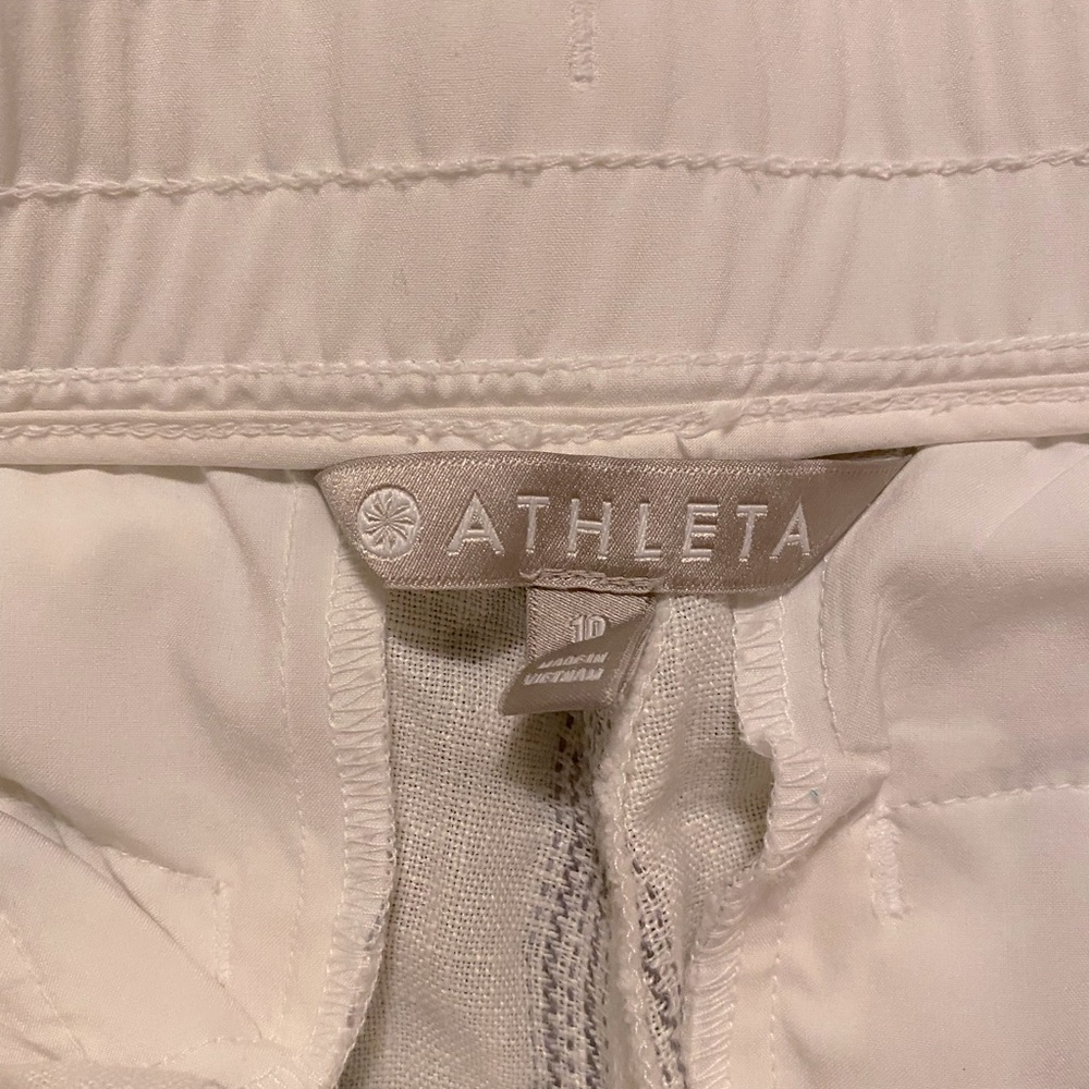 Athleta Cream and Gray Wide Leg Linen-Blend Pants - Picture 3 of 5